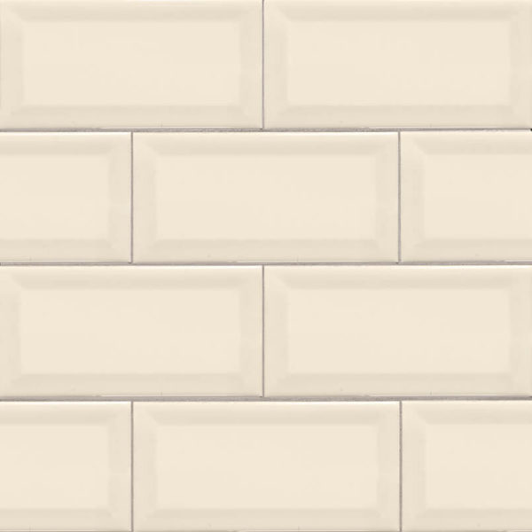 Almond Glossy Subway Tile Beveled 3×6