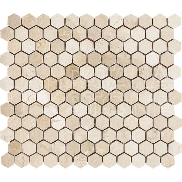Crema Cappuccino 1inch Hexagon Polished