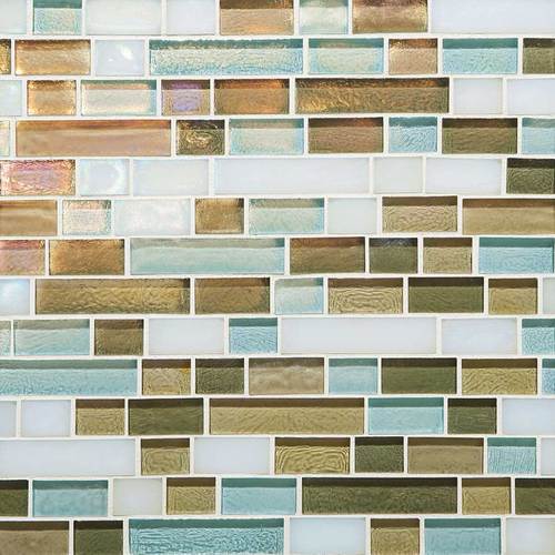 DALTILE GLASS HORIZONS CARIBBEAN BLEND RANDOM LINEAR MOSAIC