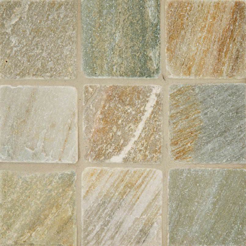 Golden White Quartzite 4x4 Tumbled And Gauged Tile