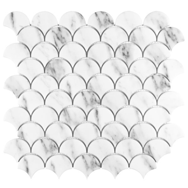 Carrara Fan Anthology Tile Backsplash