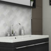 Parchment Tile Backsplash in Bathroom