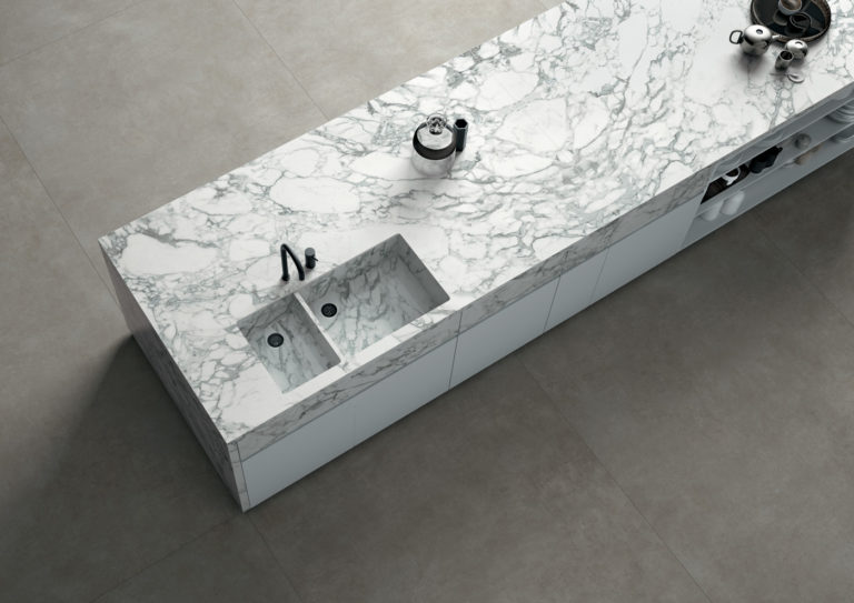 Calacatta Arabescato Infinity Porcelain Kitchen Island Countertops