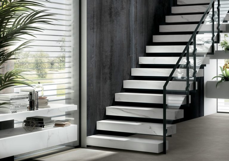 Extra Statuario Infinity Porcelain Countertop Stairs