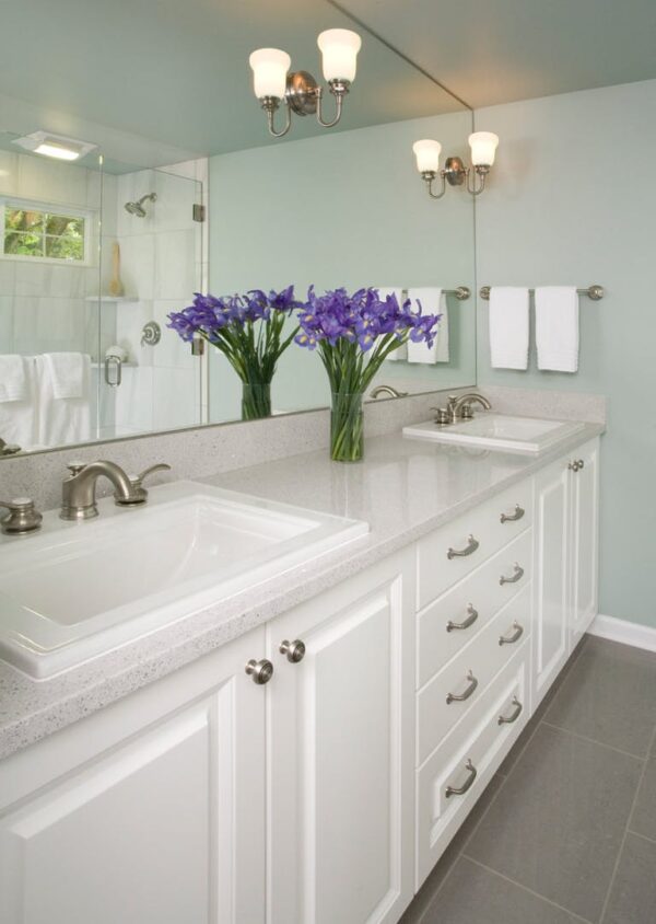 Stellar Snow Silestone Quartz Bathroom